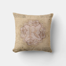 Vintager handgearbeiteter Letter R Word Art Pink G Kissen