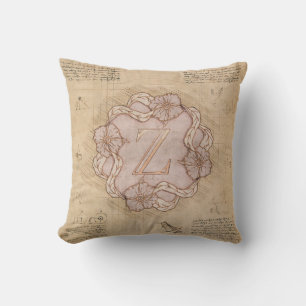 Vintager handgearbeiteter Letter Z Word Art Pink G Kissen