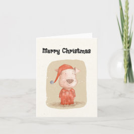 Vintager handGezeichnet Hund in Red Pajamas Weihna Feiertagskarte