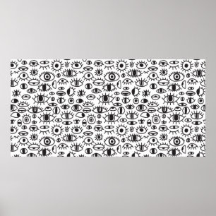 Vintager, handgezeichneter doodless Hintergrund mi Poster