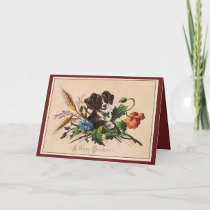 Vintager Happy Christmas Dog Feiertagskarte