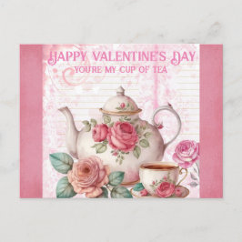 Vintager Happy Valentines Day Cup of Tee Postkarte