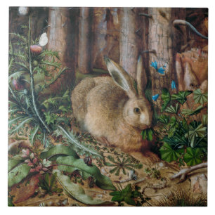 Vintager Hase im Wald - Hans Hoffmann Fliese