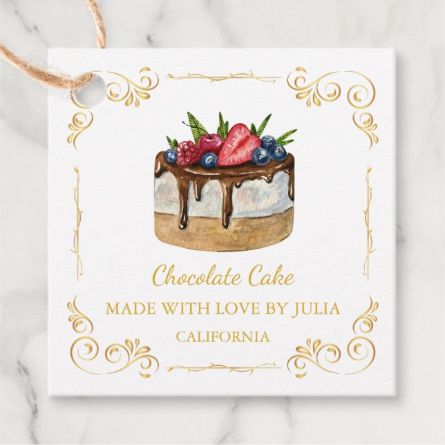 Vintager, hausgemachte Cake Square Hang Tag Geschenkanhänger (Vorderseite)