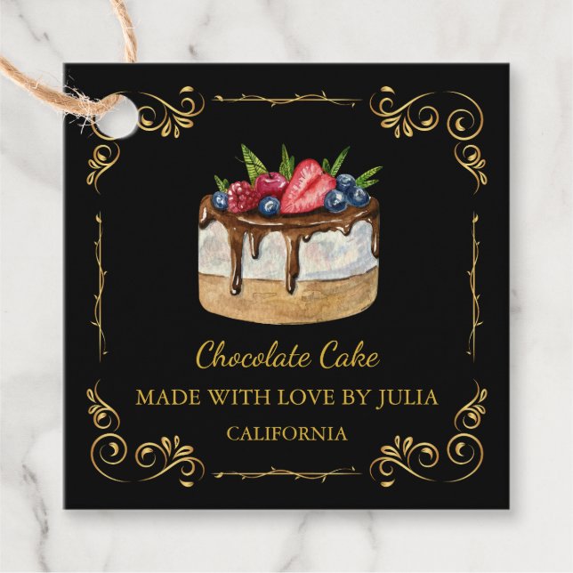 Vintager, hausgemachte Cake Square Hang Tag Geschenkanhänger (Vorderseite)