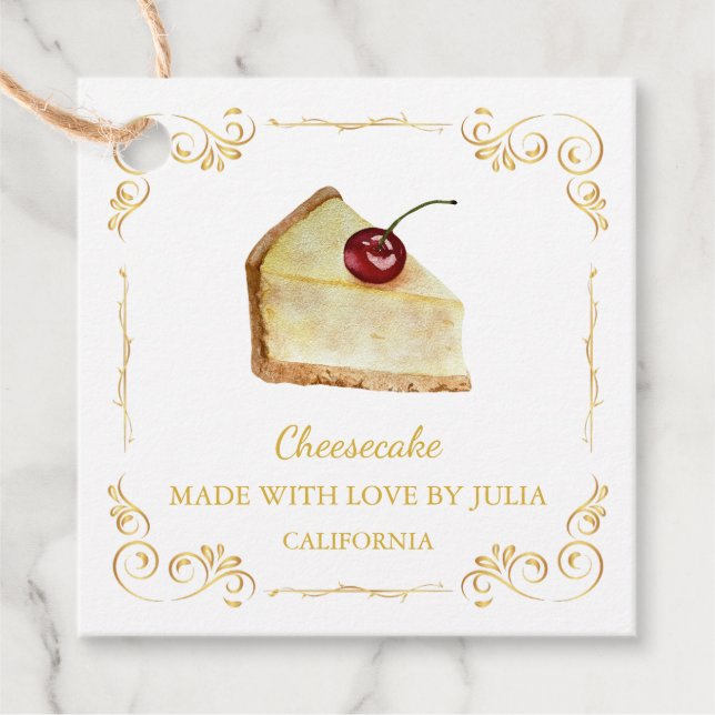 Vintager hausgemachte Cheesecake Square Hang Tag Geschenkanhänger (Vorderseite)