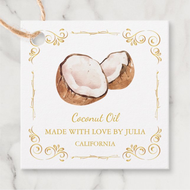 Vintager, hausgemachte Coconut Oil Square Hang Tag Geschenkanhänger (Vorderseite)