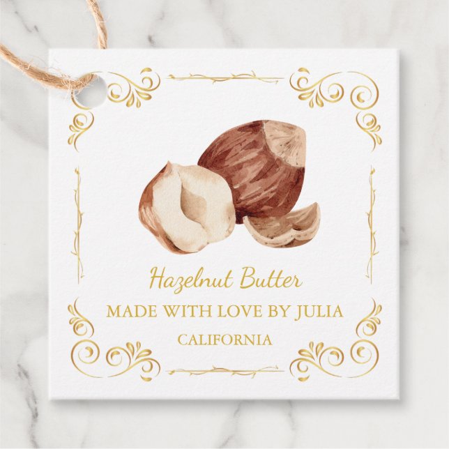 Vintager hausgemachte Hazelnut Butter Square Hang  Geschenkanhänger (Vorderseite)