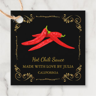 Vintager, hausgemachte Hot Chili Sauce Square Hang Geschenkanhänger