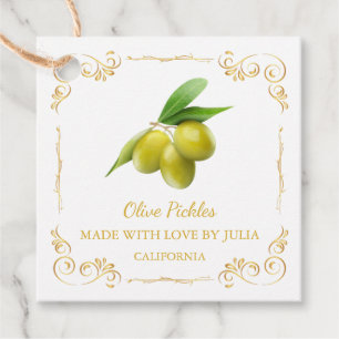 Vintager hausgemachte Olive Pickle Square Hang Tag Geschenkanhänger