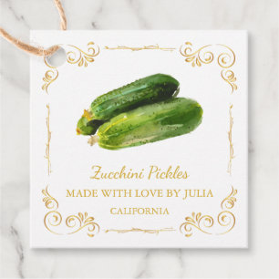 Vintager hausgemachte Zucchini Pickle Square Hang Geschenkanhänger
