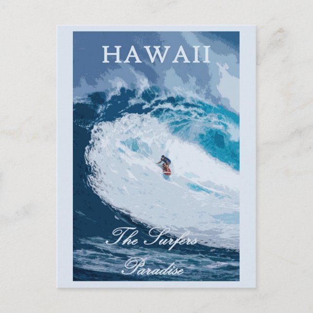 Vintager Hawaii Surfbrett Postkarte (Vorderseite)