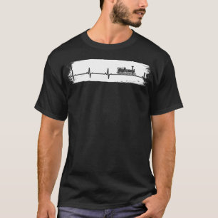 Vintager Heartbeat Train Steam Locomotive Motor Tr T-Shirt