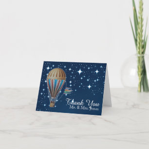 Vintager Heißluft Ballon an der Nachthochzeit Dankeskarte