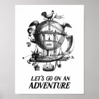 Vintager Heißluftballon Erlebnisposter