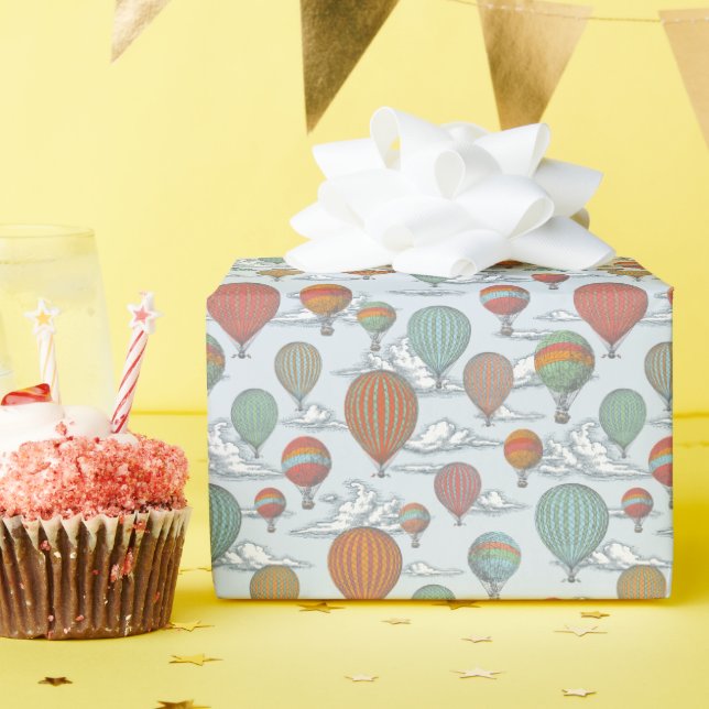 Vintager Heißluftballon hoch und weg Geschenkpapier (Geburtstagsparty)