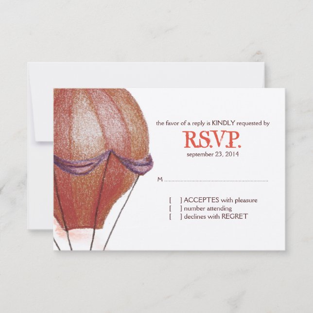 Vintager Heißluftballon Hochzeit RSVP (Vorderseite)