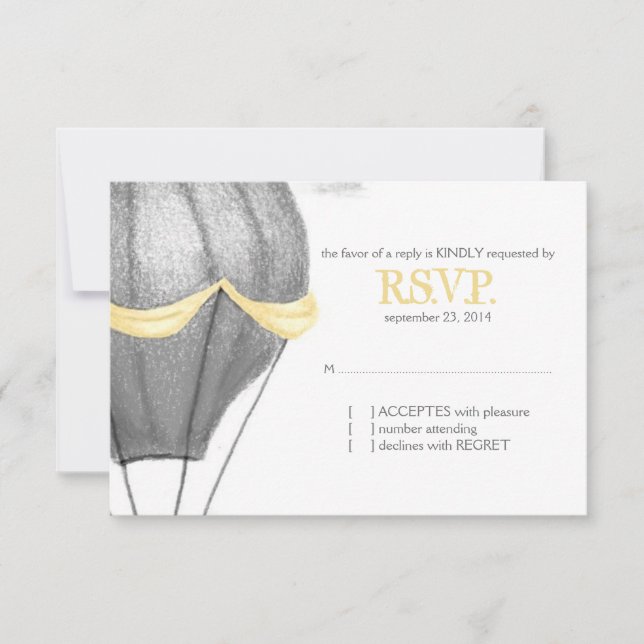 Vintager Heißluftballon Hochzeit RSVP (Vorderseite)