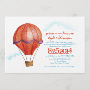 Vintager Heißluftballon Hochzeitsempfang Einladung