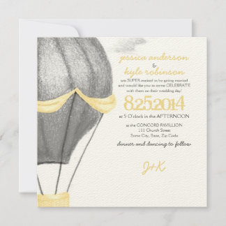 Vintager Heißluftballon Hochzeitsempfang Einladung