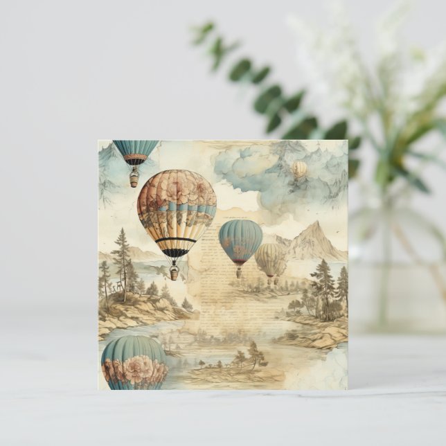 Vintager Heißluftballon in einer Serenlandschaft ( (Stehend Vorderseite)