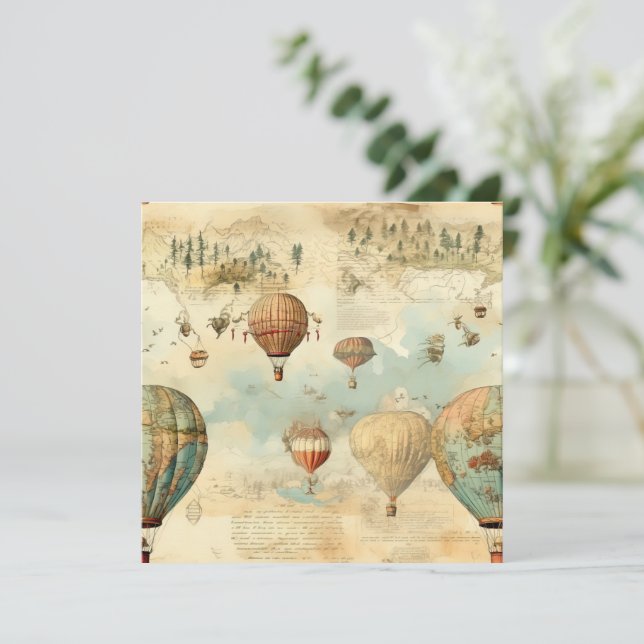 Vintager Heißluftballon in einer Serenlandschaft ( (Stehend Vorderseite)