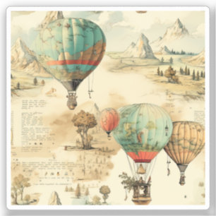 Vintager Heißluftballon in einer Serenlandschaft ( Aufkleber