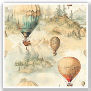 Vintager Heißluftballon in einer Serenlandschaft ( Aufkleber