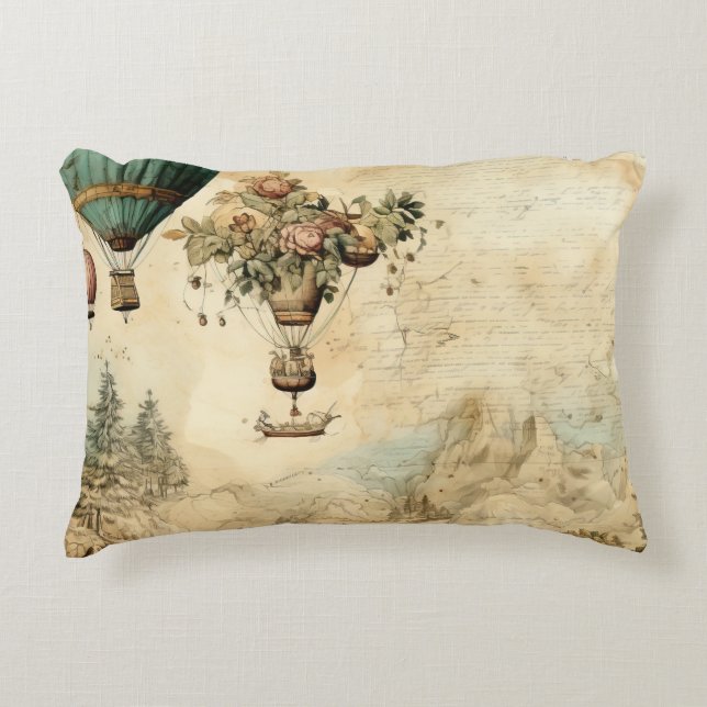 Vintager Heißluftballon in einer Serenlandschaft ( Dekokissen (Vorderseite)