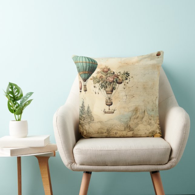 Vintager Heißluftballon in einer Serenlandschaft ( Kissen (Stuhl )