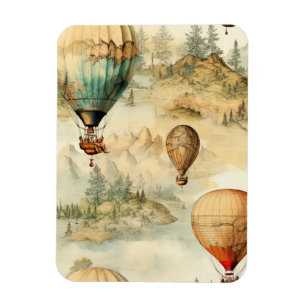 Vintager Heißluftballon in einer Serenlandschaft ( Magnet