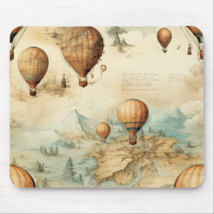 Vintager Heißluftballon in einer Serenlandschaft ( Mousepad