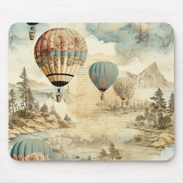 Vintager Heißluftballon in einer Serenlandschaft ( Mousepad (Vorne)
