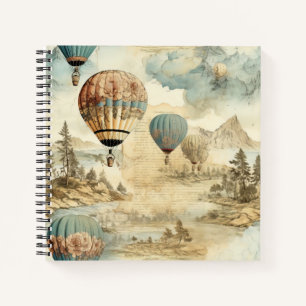 Vintager Heißluftballon in einer Serenlandschaft ( Notizbuch