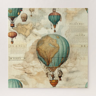 Vintager Heißluftballon in einer Serenlandschaft ( Puzzle