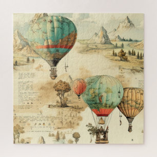 Vintager Heißluftballon in einer Serenlandschaft ( Puzzle
