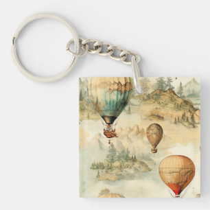 Vintager Heißluftballon in einer Serenlandschaft ( Schlüsselanhänger