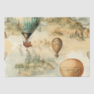 Vintager Heißluftballon in einer Serenlandschaft ( Seidenpapier