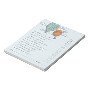 Vintager Heißluftballon nach oben und weg Elternte Notizblock