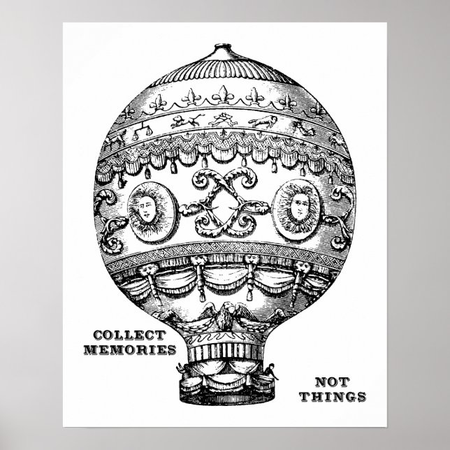 Vintager Heißluftballon Poster (Vorne)