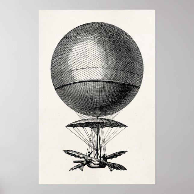 Vintager Heißluftballon Retro Luftschiff Alte Ball Poster (Vorne)