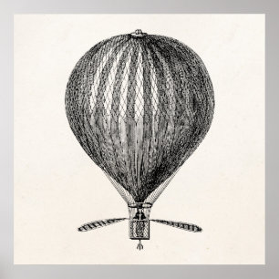 Vintager Heißluftballon Retro Luftschiff Luftballo Poster