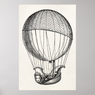 Vintager Heißluftballon Retro-Schiffsballon Poster