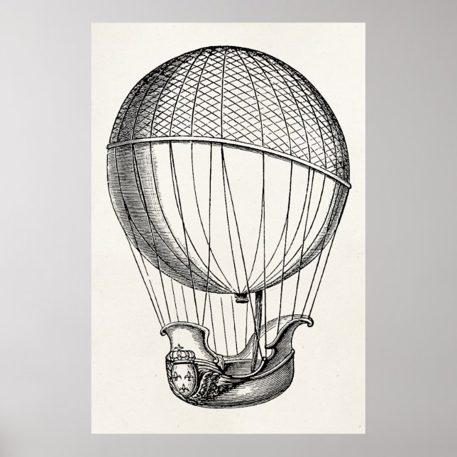 Vintager Heißluftballon Retro-Schiffsballon Poster (Vorne)