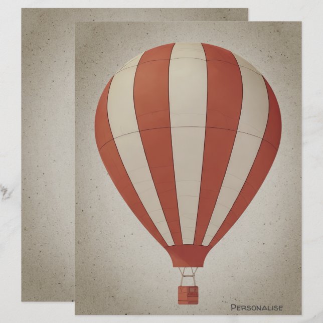 Vintager Heißluftballon Rotes Weißbuch (Vorne/Hinten)