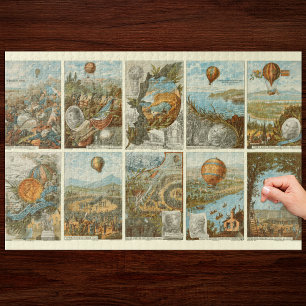 Vintager Heißluftballon Sammelkartenmuster Puzzle