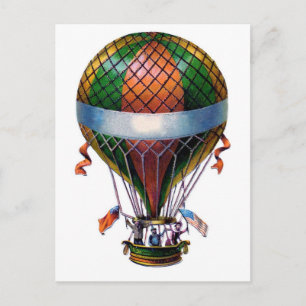 Vintager Heißluftballon Steampunkarte Postkarte