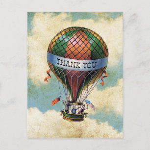 Vintager Heißluftballon Vielen Dank Postkarte