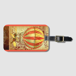 Vintager Heißluftballon viktorianische Abbildung Gepäckanhänger