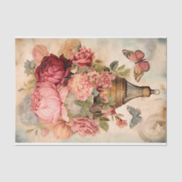 Vintager Heißluftballon WiTh Florals Tissue Paper Seidenpapier